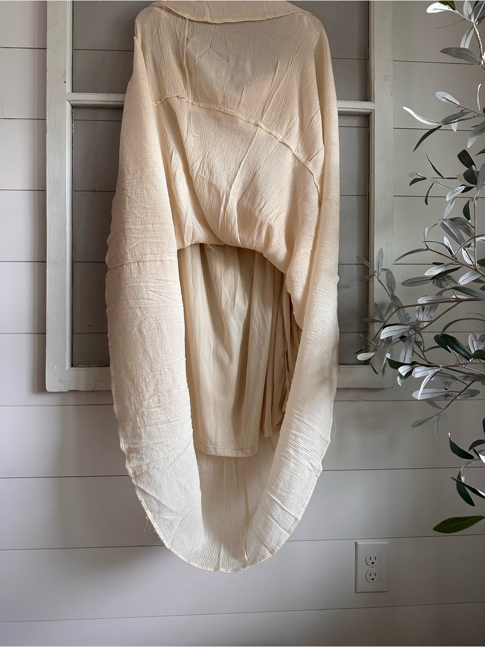 Women’s Cream Maxi Dress with Tie Straps - Picture 4 of 7